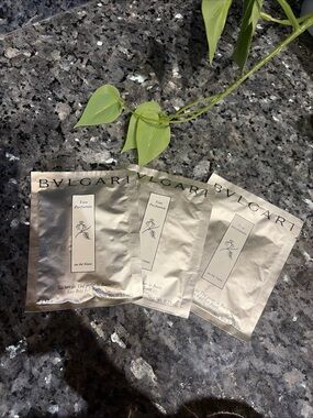 3X Sealed BVLGARI Eau Parfumee AU THE BLANC Tea Bag for Bath Satchet .25 oz VTG